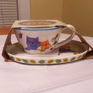 Owl Mug & Plate Snack Set NIB Ciroa Mini Bites
